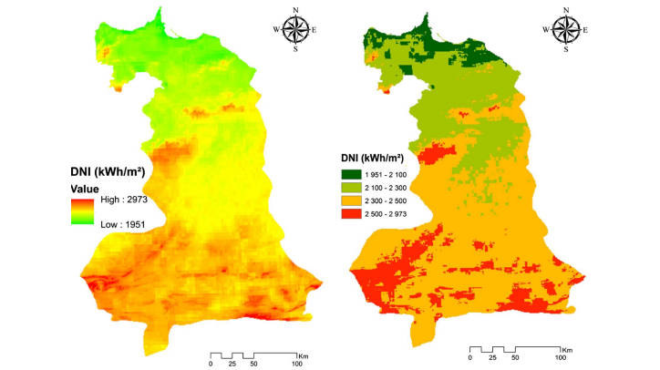 A GIS-AHP combination for the sites assessment of large-scale CSP plants with dry and wet cooling systems. Case study: Eastern Morocco