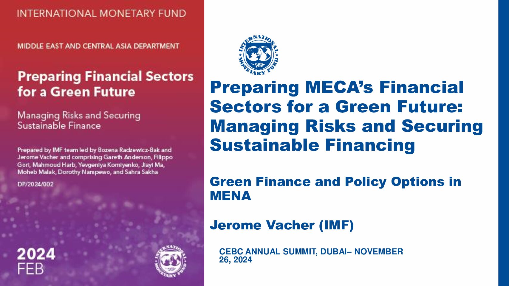 Presentation | Preparing MECA’s Financial Sectors for a Green Future: Managing Risks and Securing Sustainable Financing